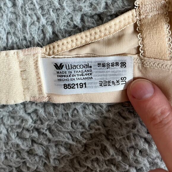 Wacoal Bralette 38 Lace Floral Embroidery V-Neck Comfort Wireless Cream Bra - Picture 9 of 16